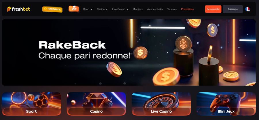 Interface du casino Freshbet en français